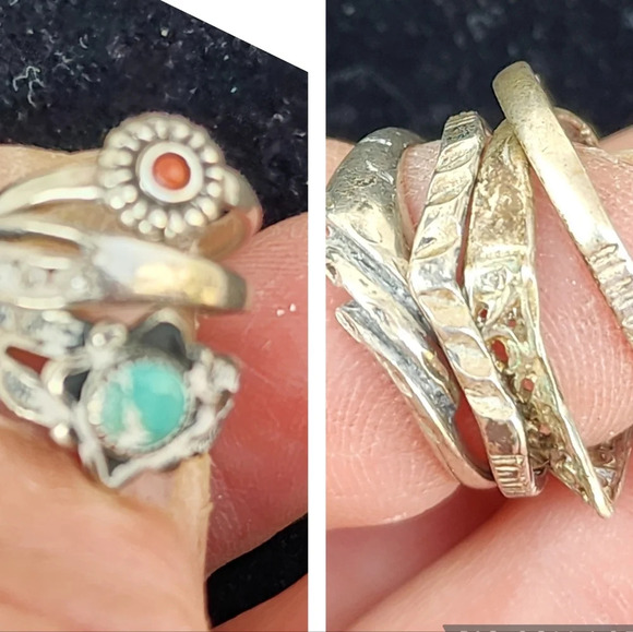 Vintage Sterling silver ring bundle sizes 2-4 - Picture 1 of 16